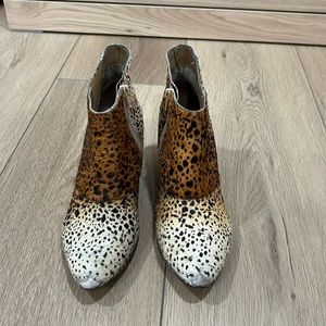Matisse cow hair animal print ankle booties